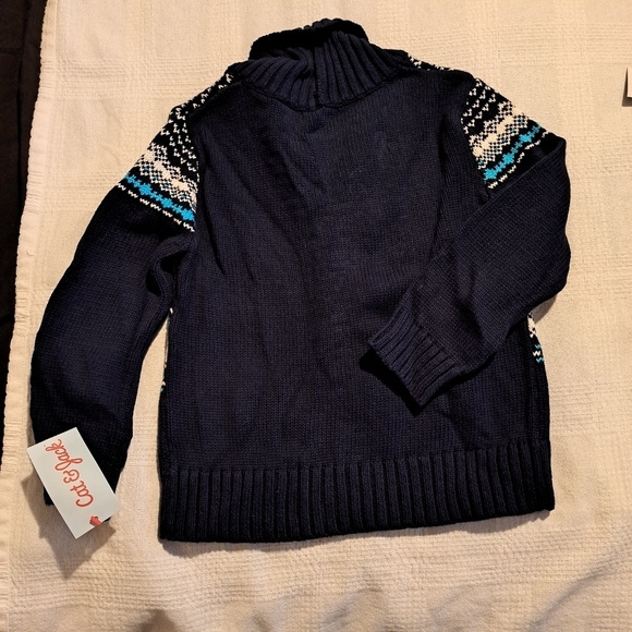 Cat & Jack boys 3T blue & white cardigan with polar bear design, New - Picture 5 of 5